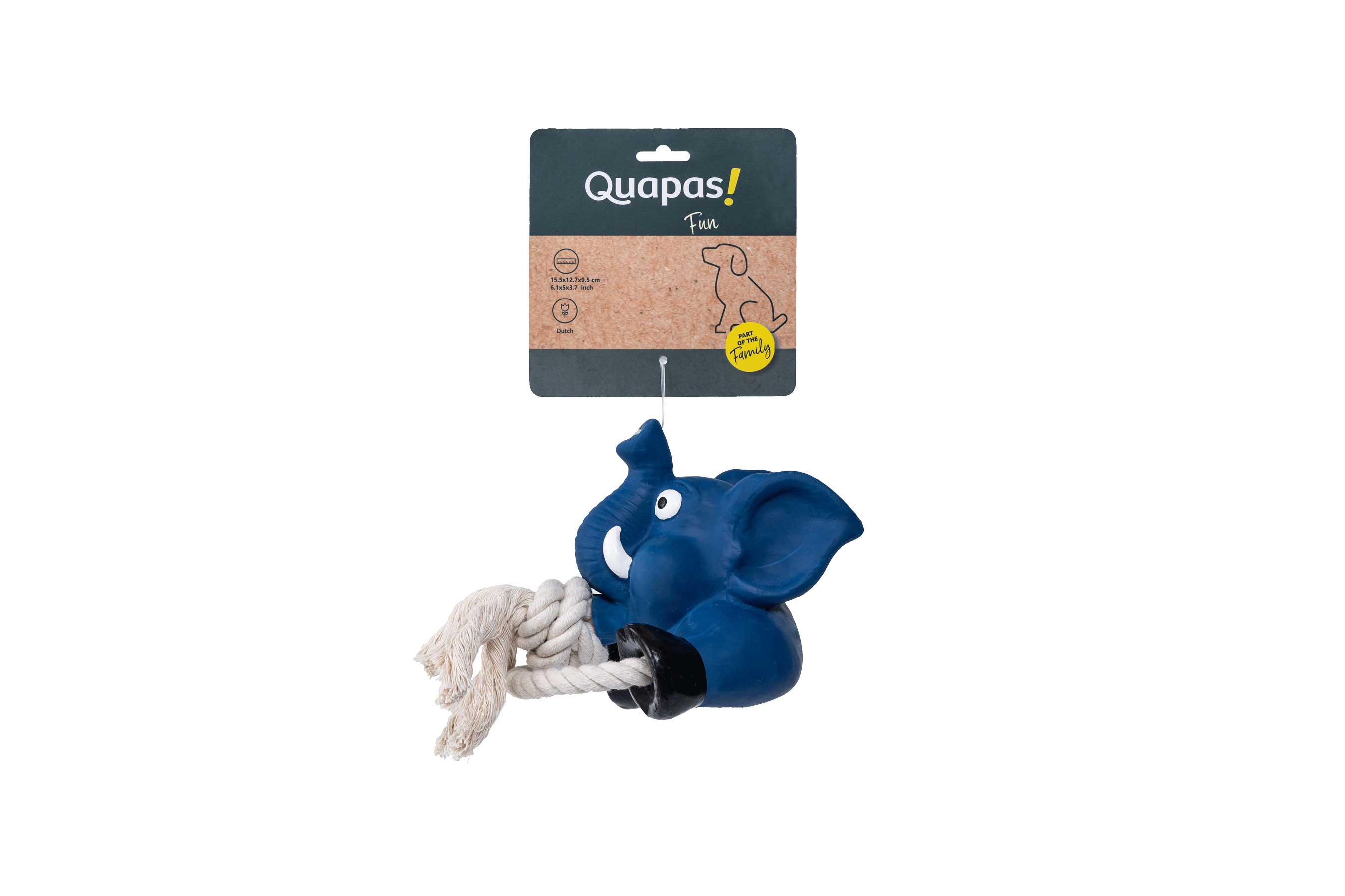 Quapas! Hondenspeelgoed Fun Olifant met touw