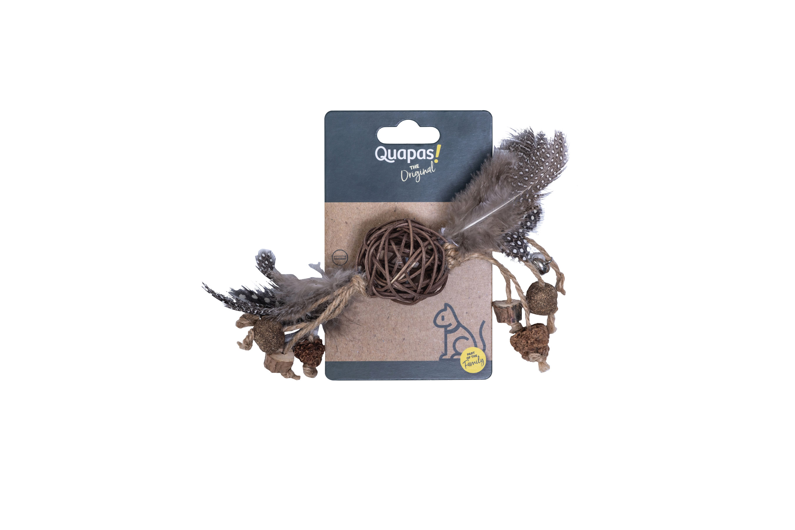 Quapas! Kattenspeeltje Rotan bal met veren A