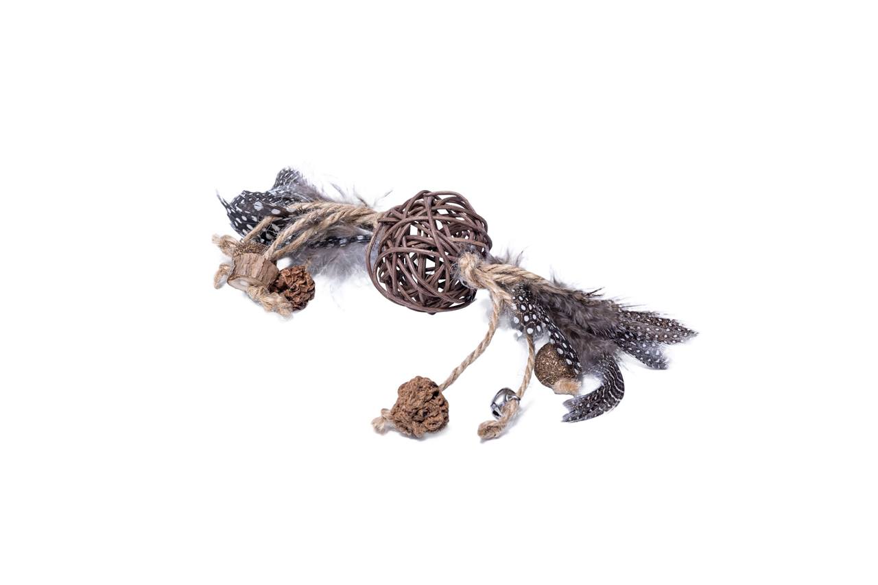 Quapas! Kattenspeeltje Rotan bal met veren A