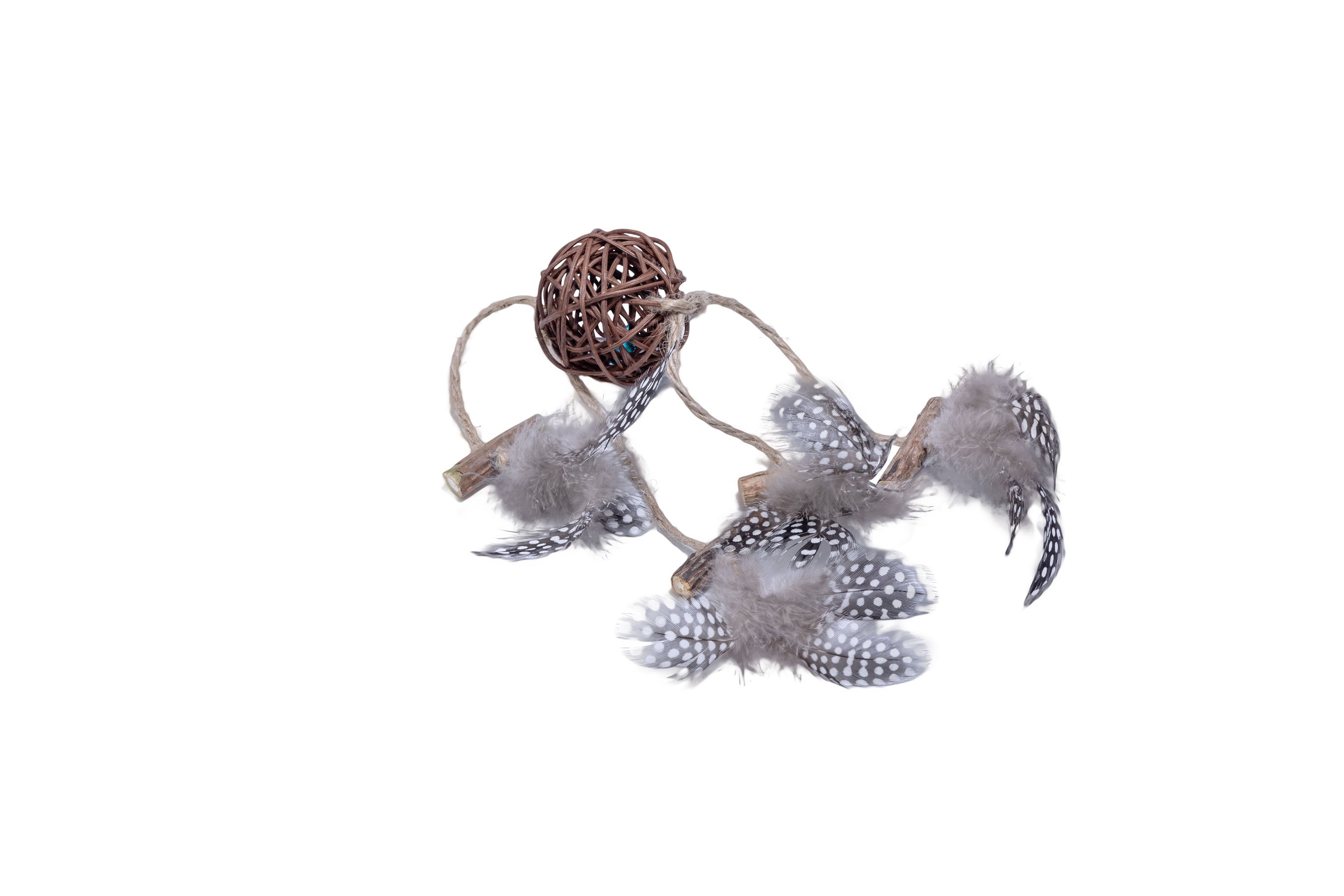 Quapas! Kattenspeeltje Rotan bal met veren B