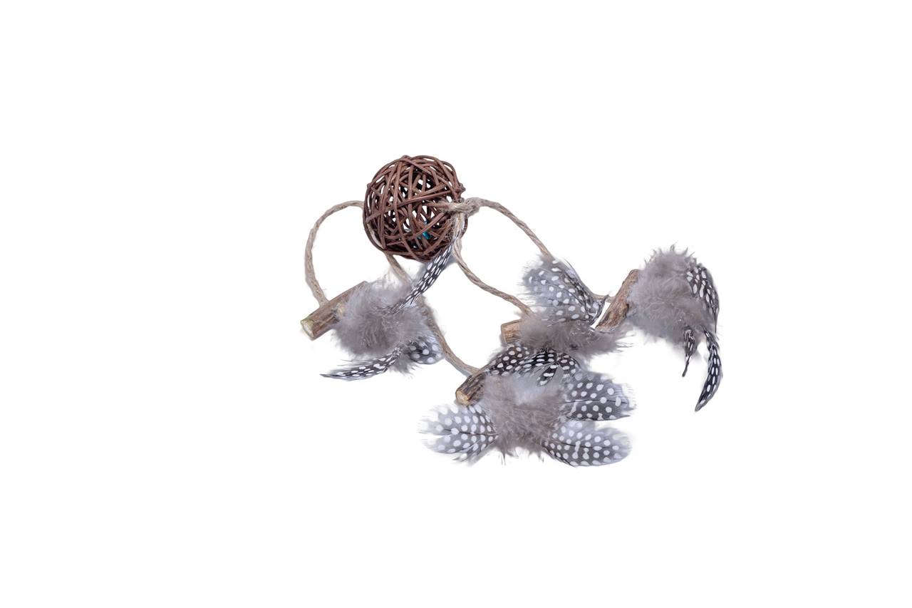 Quapas! Kattenspeeltje Rotan bal met veren B