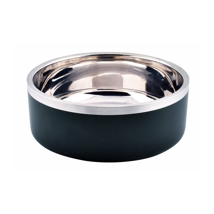 Quapas! Voerbak RVS Dubbelwandig Zwart